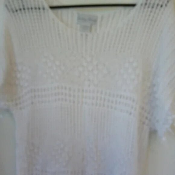 Fashion avenue white mesh top coverup size L - Picture 5 of 5